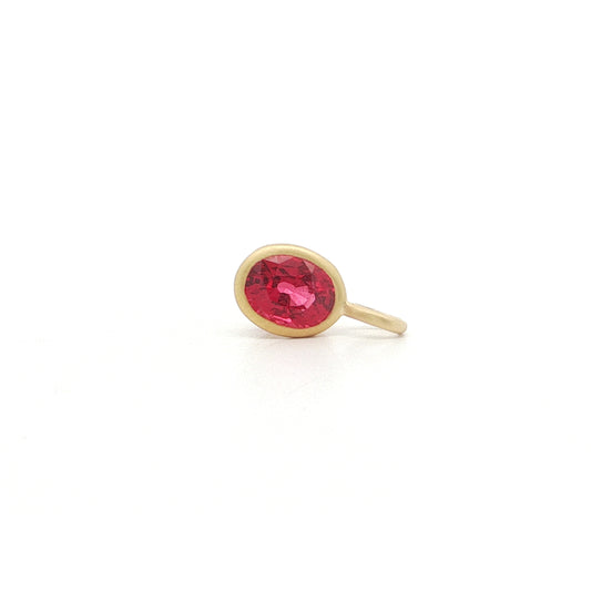 Red Spinel Oval Bezel Pendant 1.05ct 18K Yellow Gold