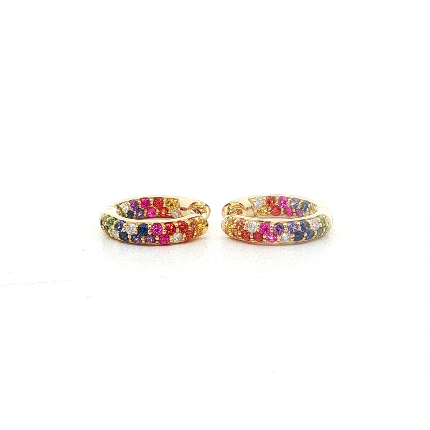Rainbow Small Hoop Earring 0.75/0.12ct 18K Yellow Gold
