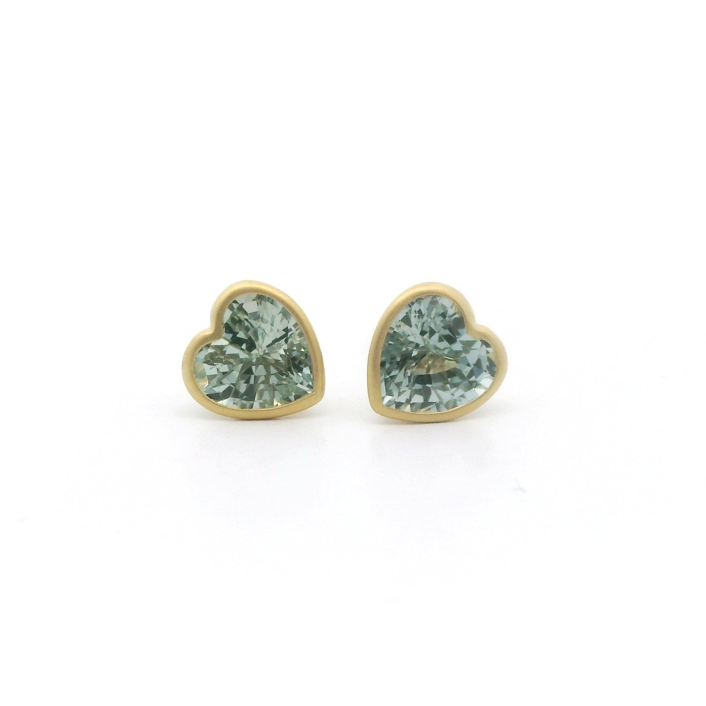 Blue Sapphire Heart Bezel Earring 1.97ct 18K Yellow Gold