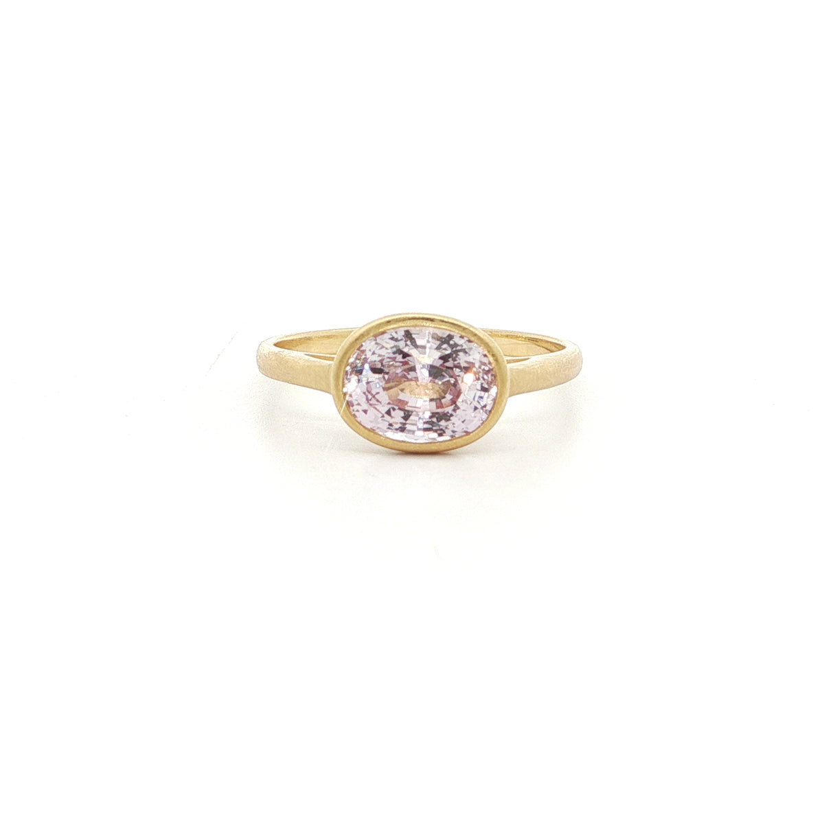 Pink Spinel Oval Bezel Ring 2.14ct 18K Yellow Gold Size 7
