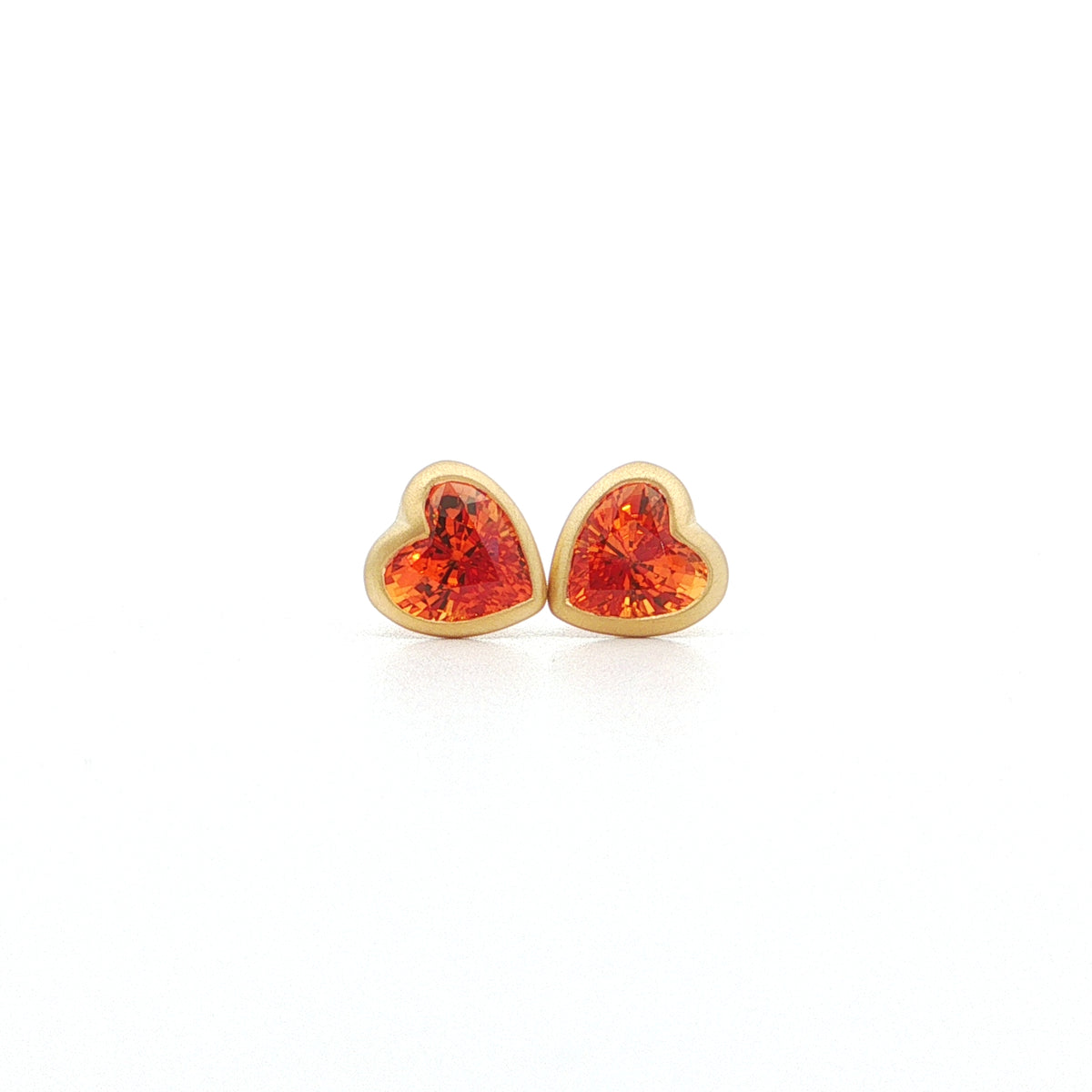 Spessartite Heart Bezel Earring 2.24ct 18K Yellow Gold