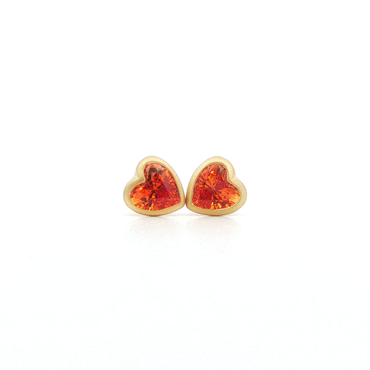 Spessartite Heart Bezel Earring 2.24ct 18K Yellow Gold