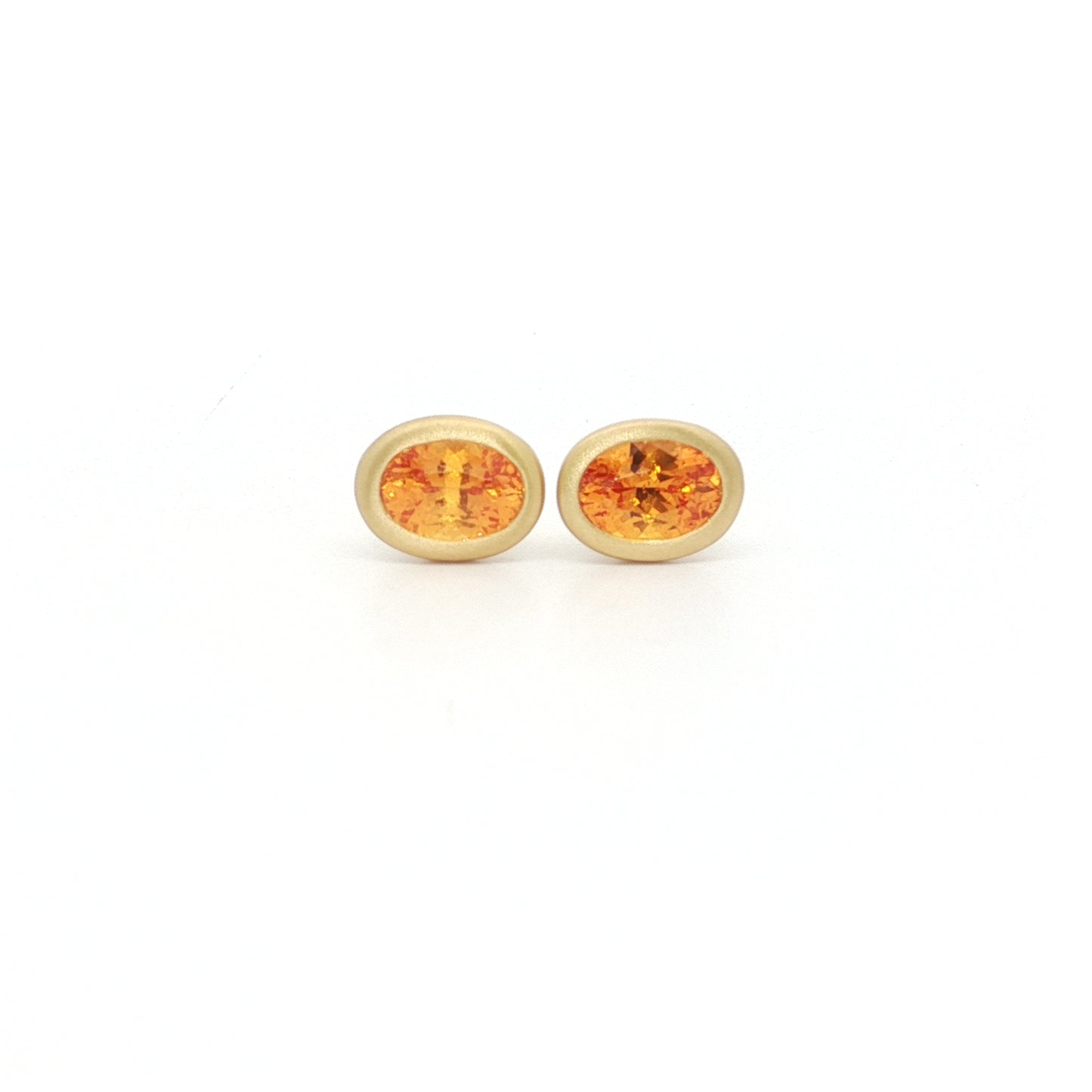 Spessartite Oval Bezel Earring 1.00ct 18K Yellow Gold
