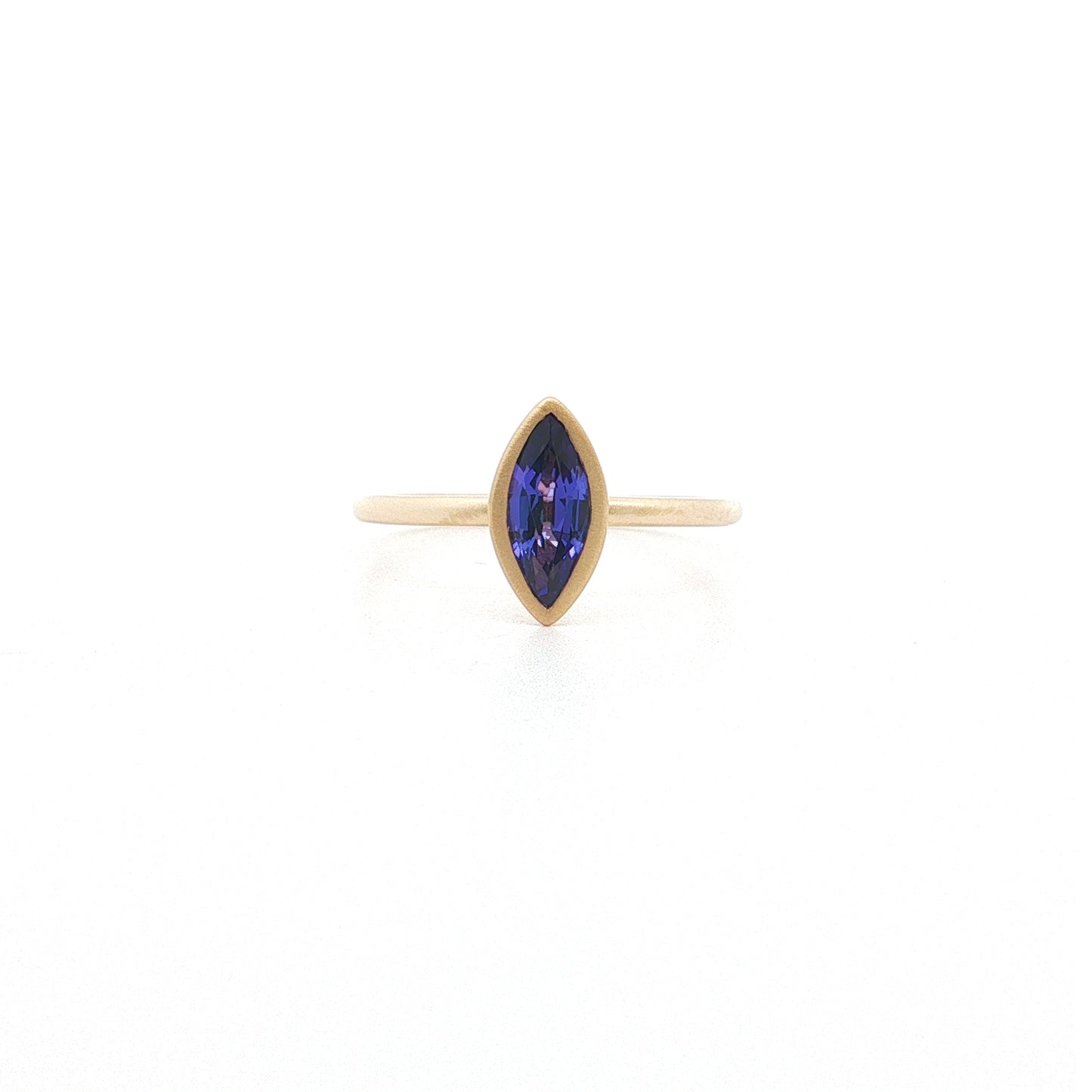 Tanzanite Marquise Yumdrop Ring 0.86ct 18K Yellow Gold Size 7