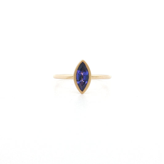 Tanzanite Marquise Yumdrop Ring 0.86ct 18K Yellow Gold Size 7