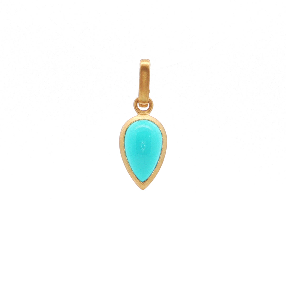 Turquoise Pear Shape Bezel Pendant 1.52ct 18K Yellow Gold