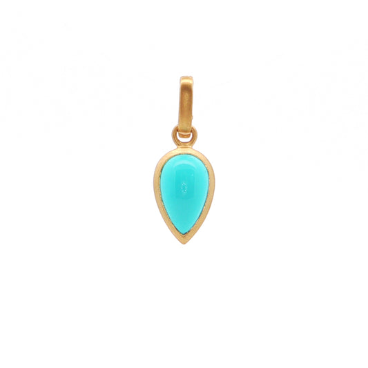 Turquoise Pear Shape Bezel Pendant 1.52ct 18K Yellow Gold