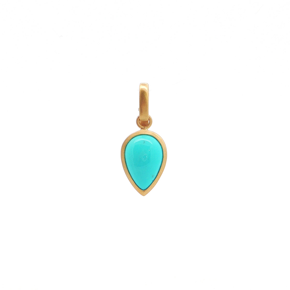 Turquoise Pear Shape Bezel Pendant 1.57ct 18K Yellow Gold