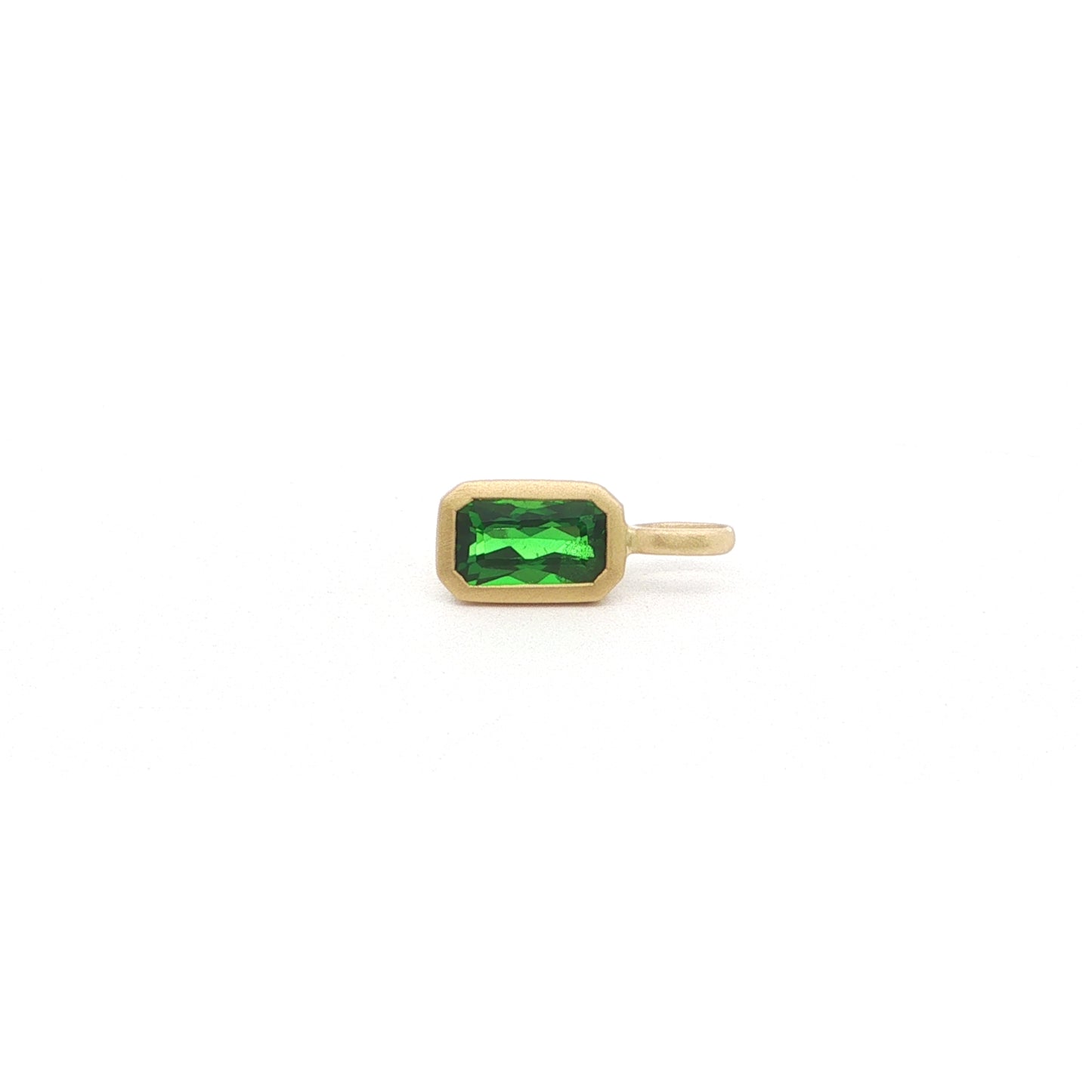 Tsavorite Garnet Emerald Cut Bezel Pendant 0.60ct 18K Yellow Gold