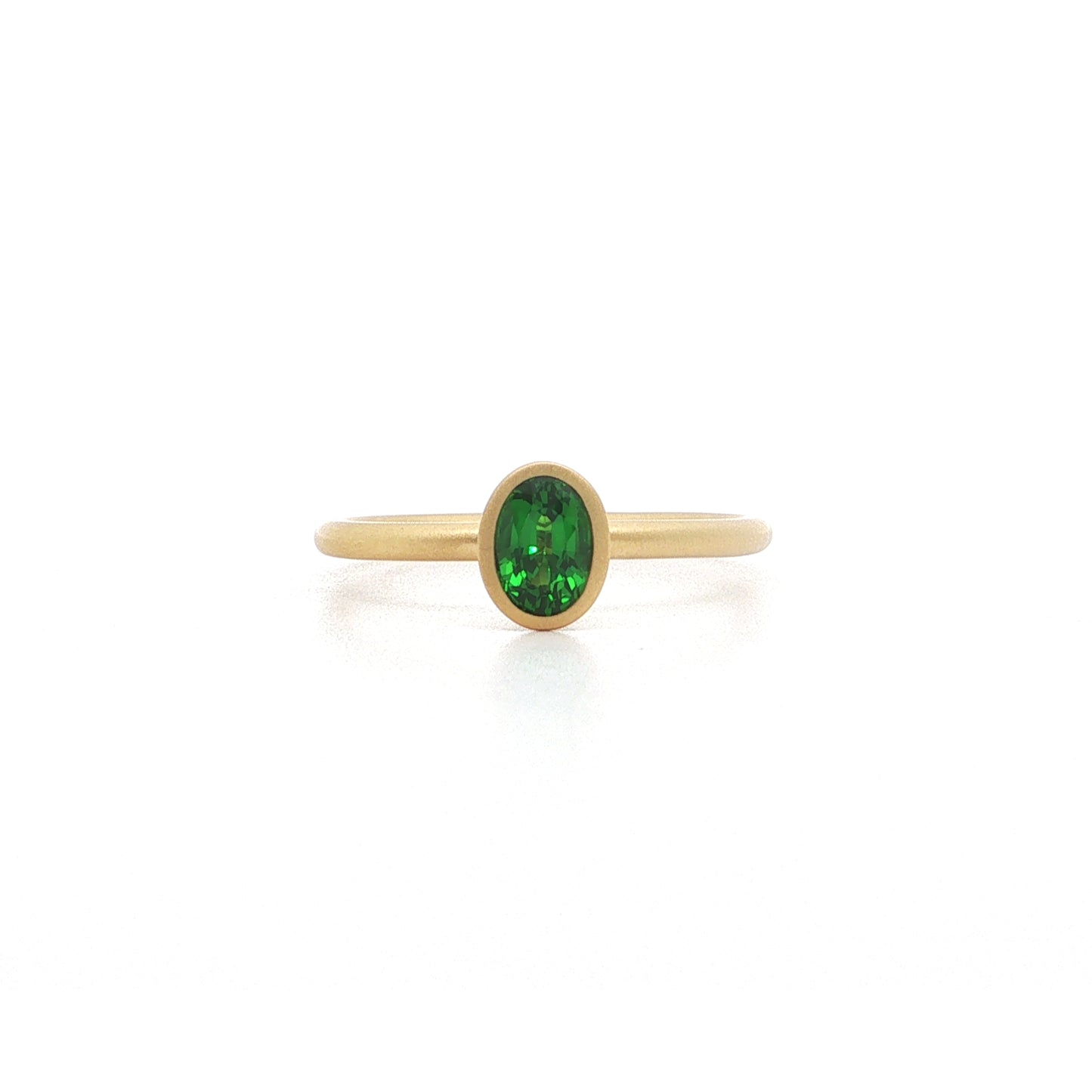 Tsavorite Garnet Oval Yumdrop Ring (2) 0.60ct 18K Yellow Gold Size 7