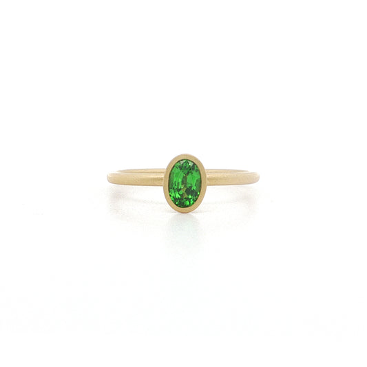 Tsavorite Garnet Oval Yumdrop Ring 0.60ct 18K Yellow Gold Size 7