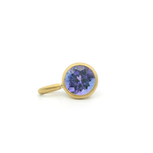 Tanzanite Round Bezel Pendant 0.71ct 18K Yellow Gold