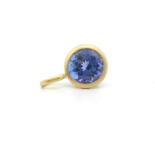 Tanzanite Round Bezel Pendant 1.07ct 18K Yellow Gold