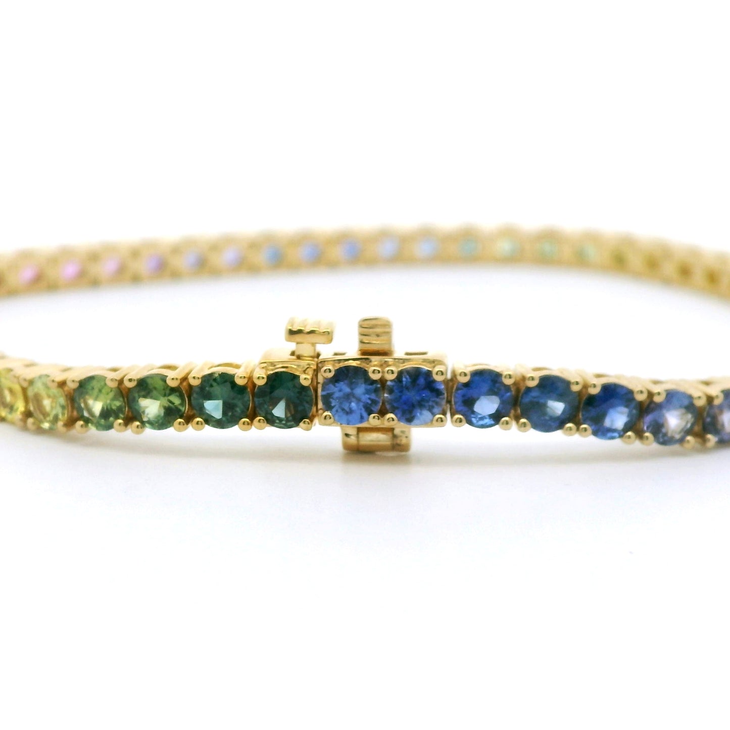Rainbow Tennis Bracelet 6.95ct 18K Yellow Gold