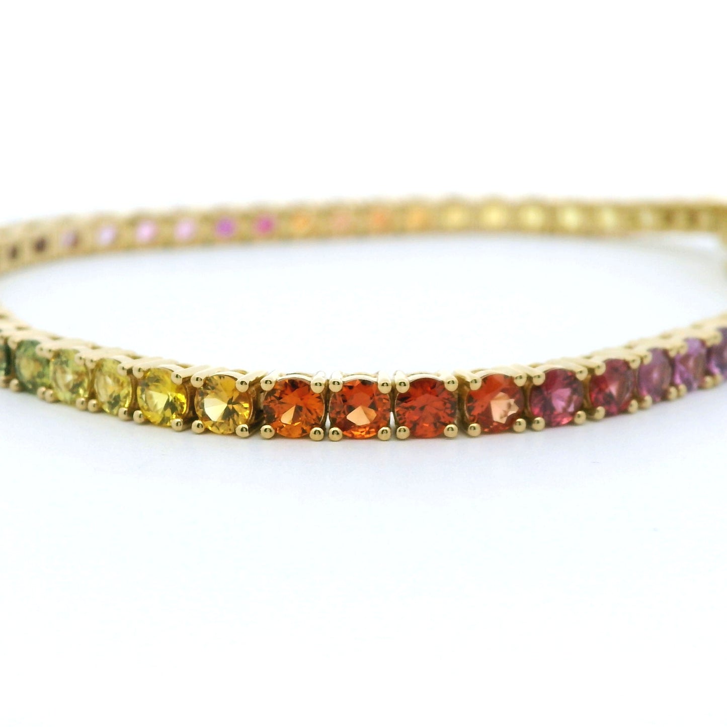 Rainbow Tennis Bracelet 6.95ct 18K Yellow Gold