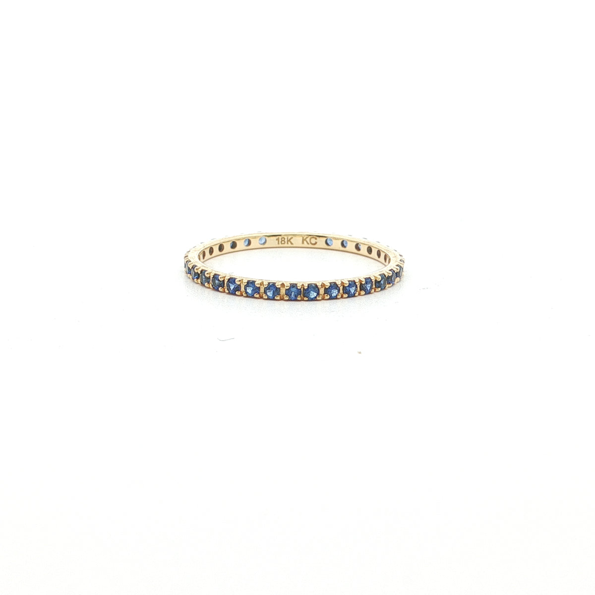 Blue Sapphire Eternity Band Ring ~0.45ct 18K Yellow Gold Size 7.5