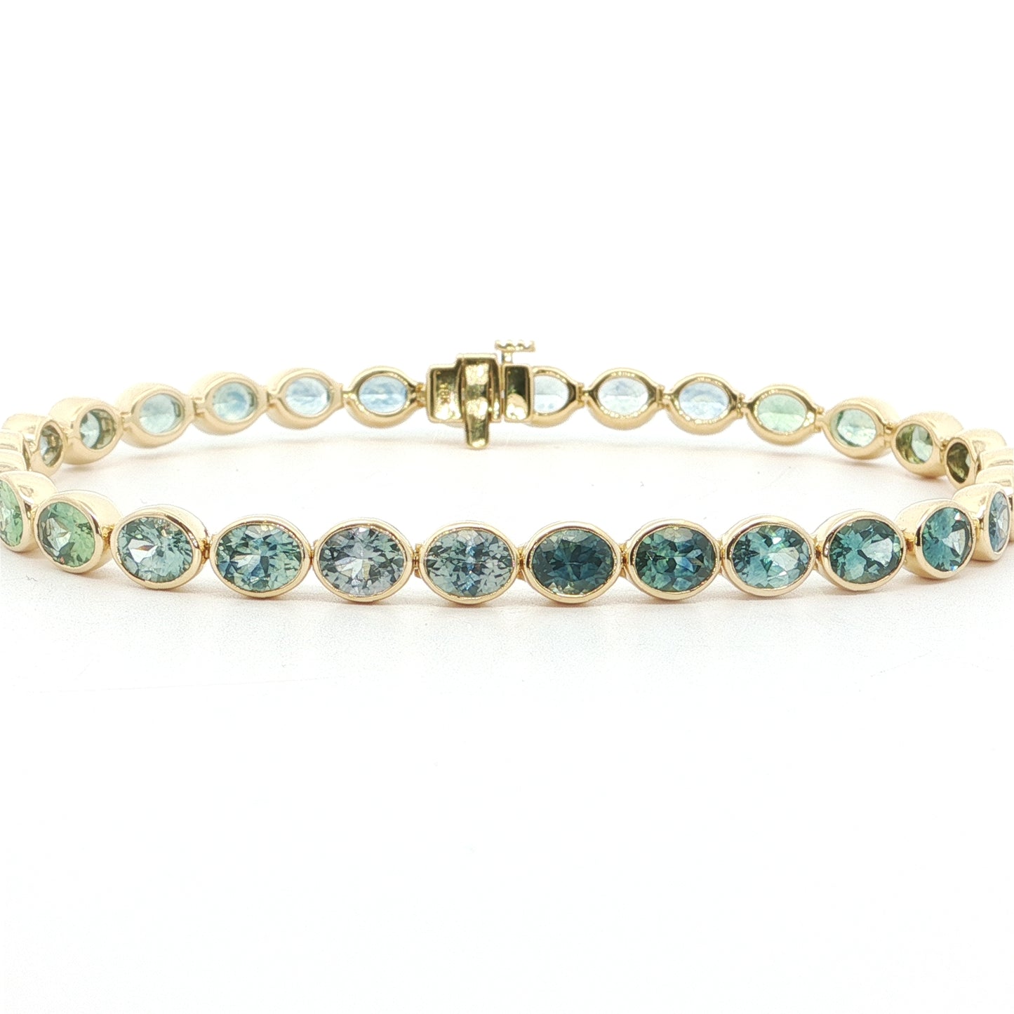 Montana Sapphire Oval Tennis Bracelet 13.12ct 18K Yellow Gold