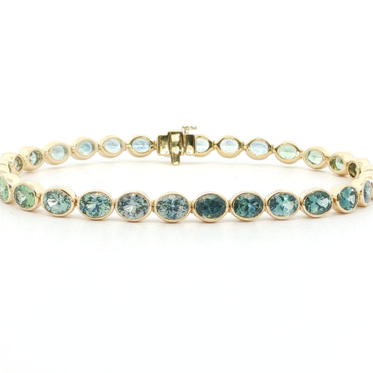 Montana Sapphire Oval Tennis Bracelet 13.12ct 18K Yellow Gold