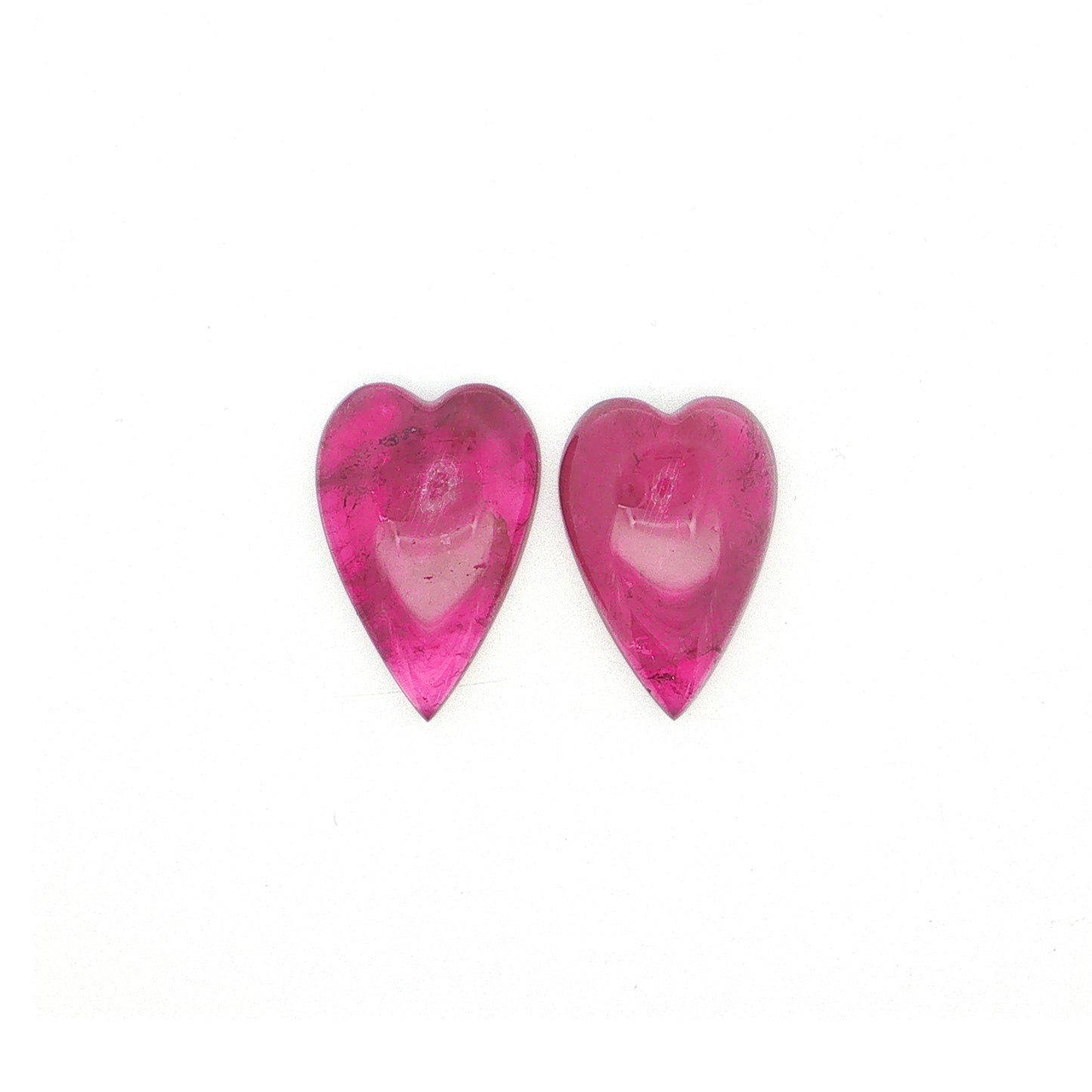 Pink Tourmaline Cabochon Heart Matched Pair 53.35ct (H) 65pct