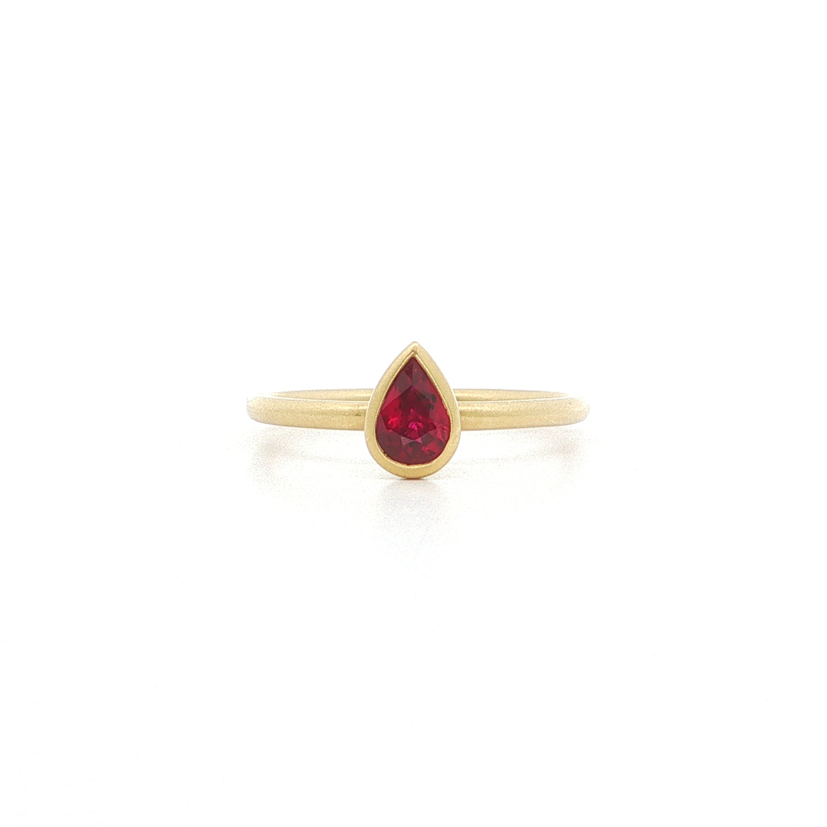 Ruby Pear Shape Yumdrop Ring 0.51ct 18K Yellow Gold Size 6.5