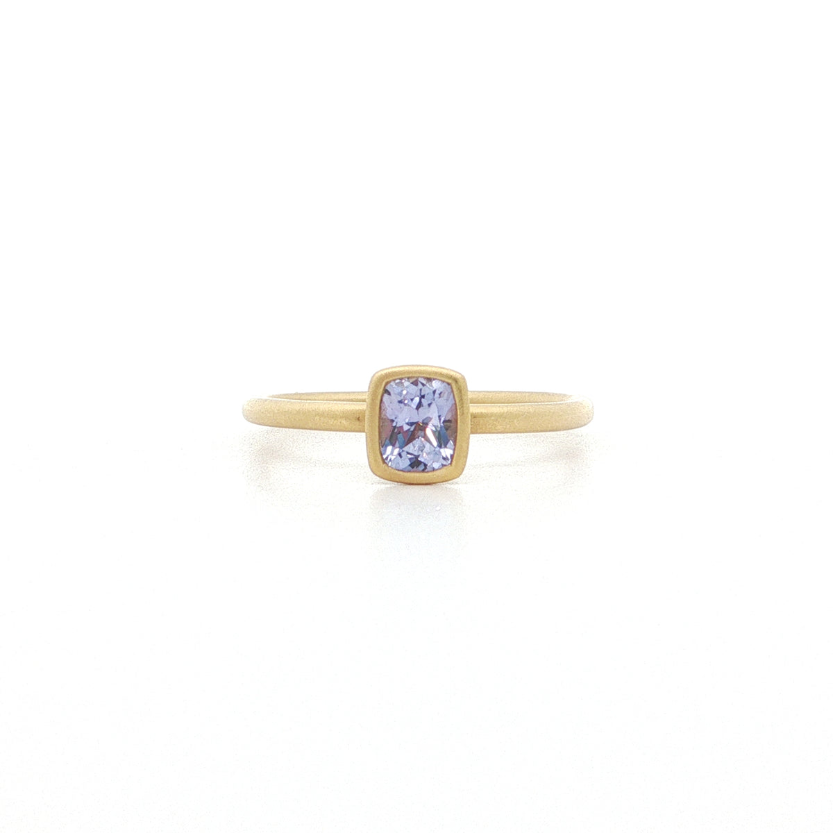 Purple Sapphire Cushion Yumdrop Ring 0.57ct 18K Yellow Gold Size 6.5