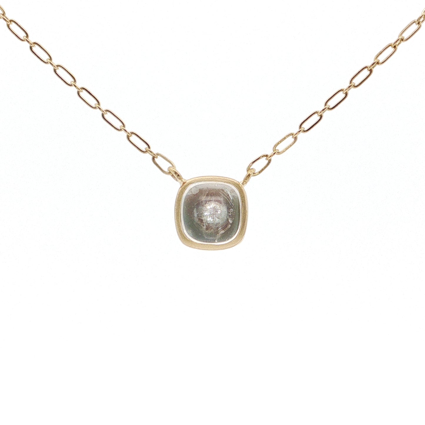 Moonstone Cushion Bezel Necklace 2.38ct 18K Yellow Gold/Sterling Silver