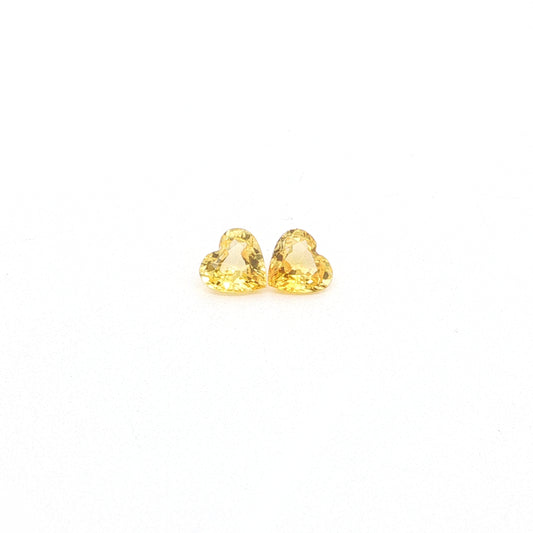 Yellow Sapphire Heart Matched Pair 2.08ct (H) 6.1x6.4mm 650pct