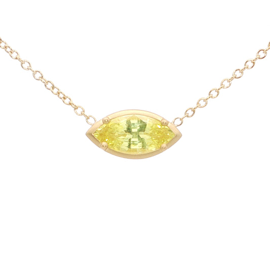 Yellow Sapphire Marquise Bezel Necklace 2.44ct 18K Yellow Gold