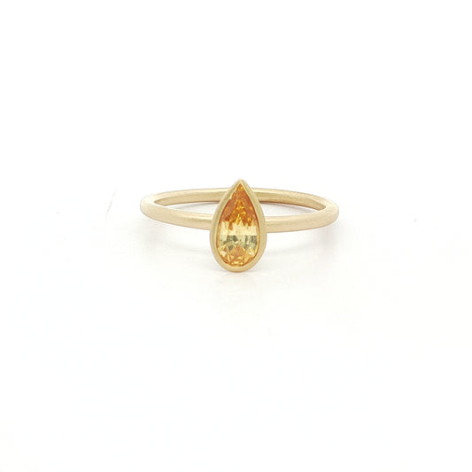 Yellow Sapphire Pear Shape Yumdrop Ring 0.73ct 18K Yellow Gold Size 7