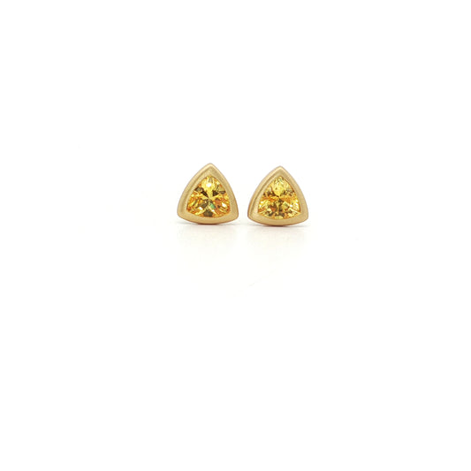 Yellow Sapphire Trillion Bezel Earring 0.53ct 18K Yellow Gold