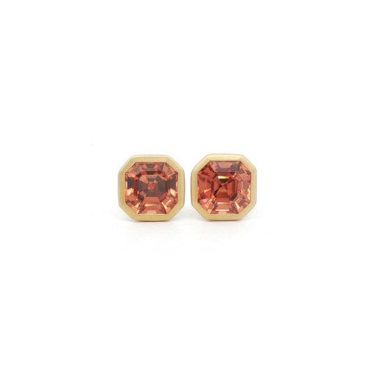 Zircon Asscher Bezel Earring 4.06ct 18K Yellow Gold