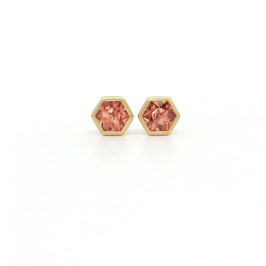 Zircon Hexagon Bezel Earring 1.72ct 18K Yellow Gold