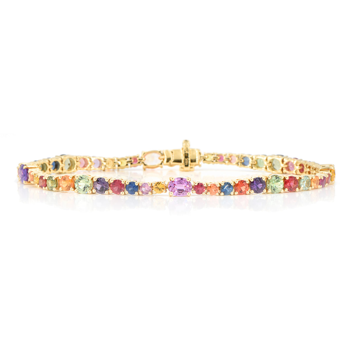 Rainbow Round/Oval Bracelet 8.79ct 18K Yellow Gold