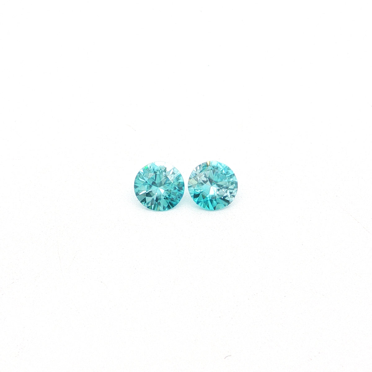 Blue Zircon Round Matched Pair 2.56ct (H) 6.5mm